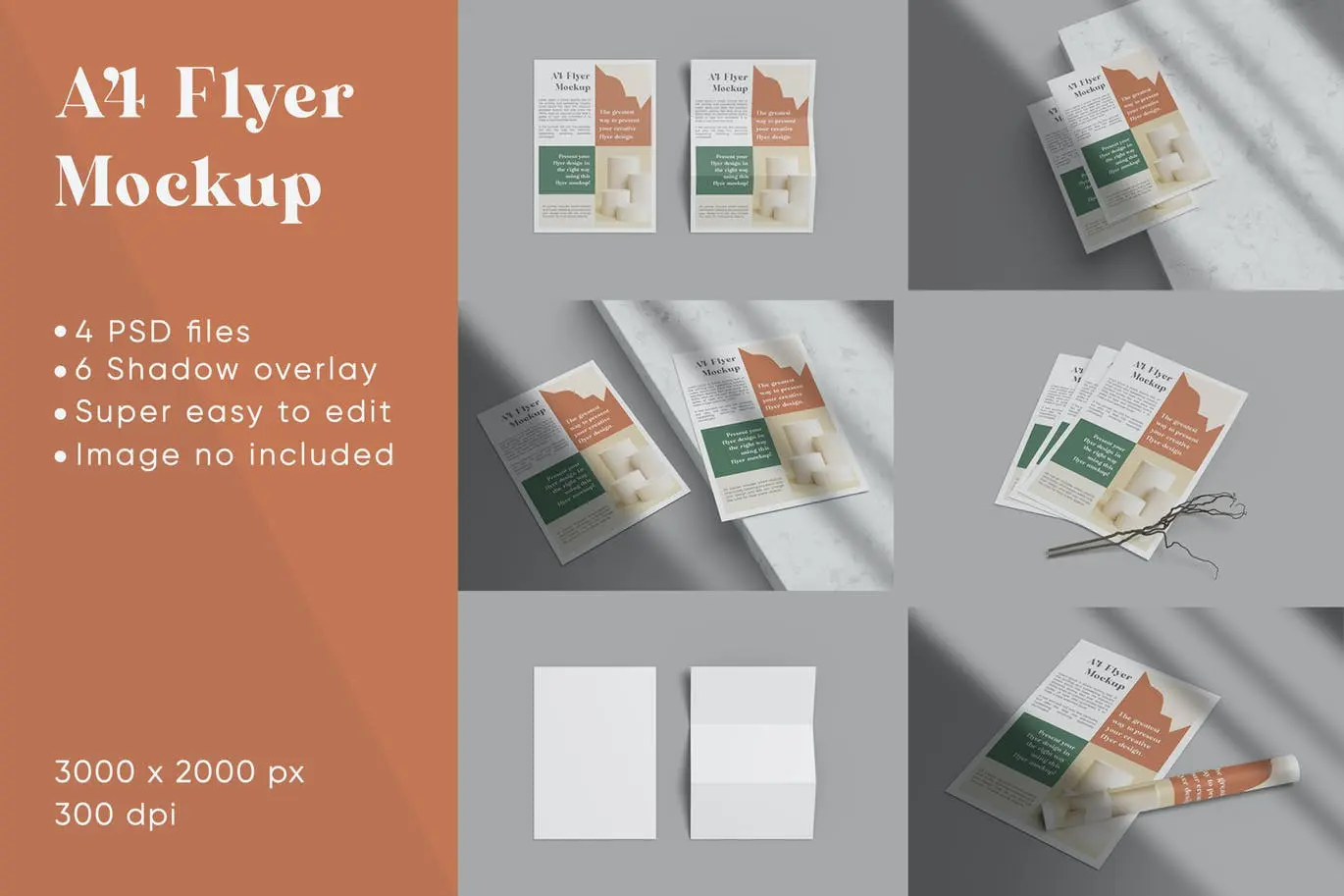 逼真光影A4海报传单PSD样机素材