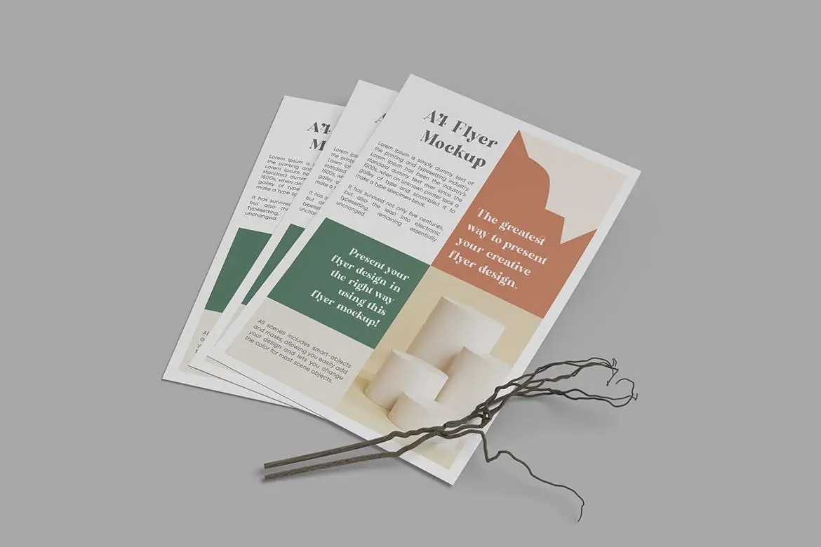 逼真光影A4海报传单PSD样机素材