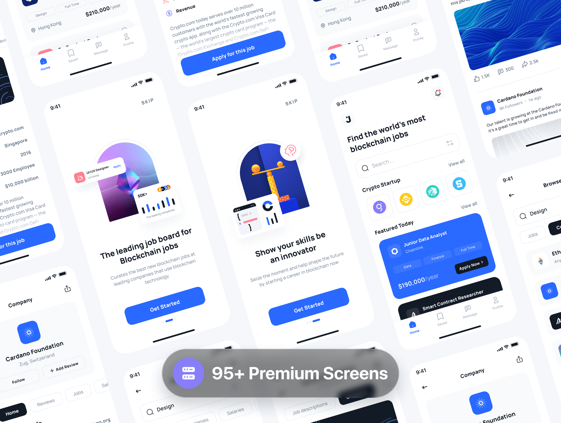 95个多领域蓝色风格APP UI界面素材包