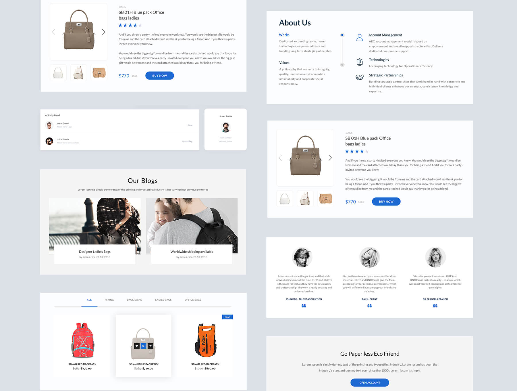 一套蓝色简洁品质风WEB电子商务界面