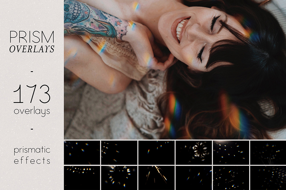 棱镜彩虹光照片叠层图片素材