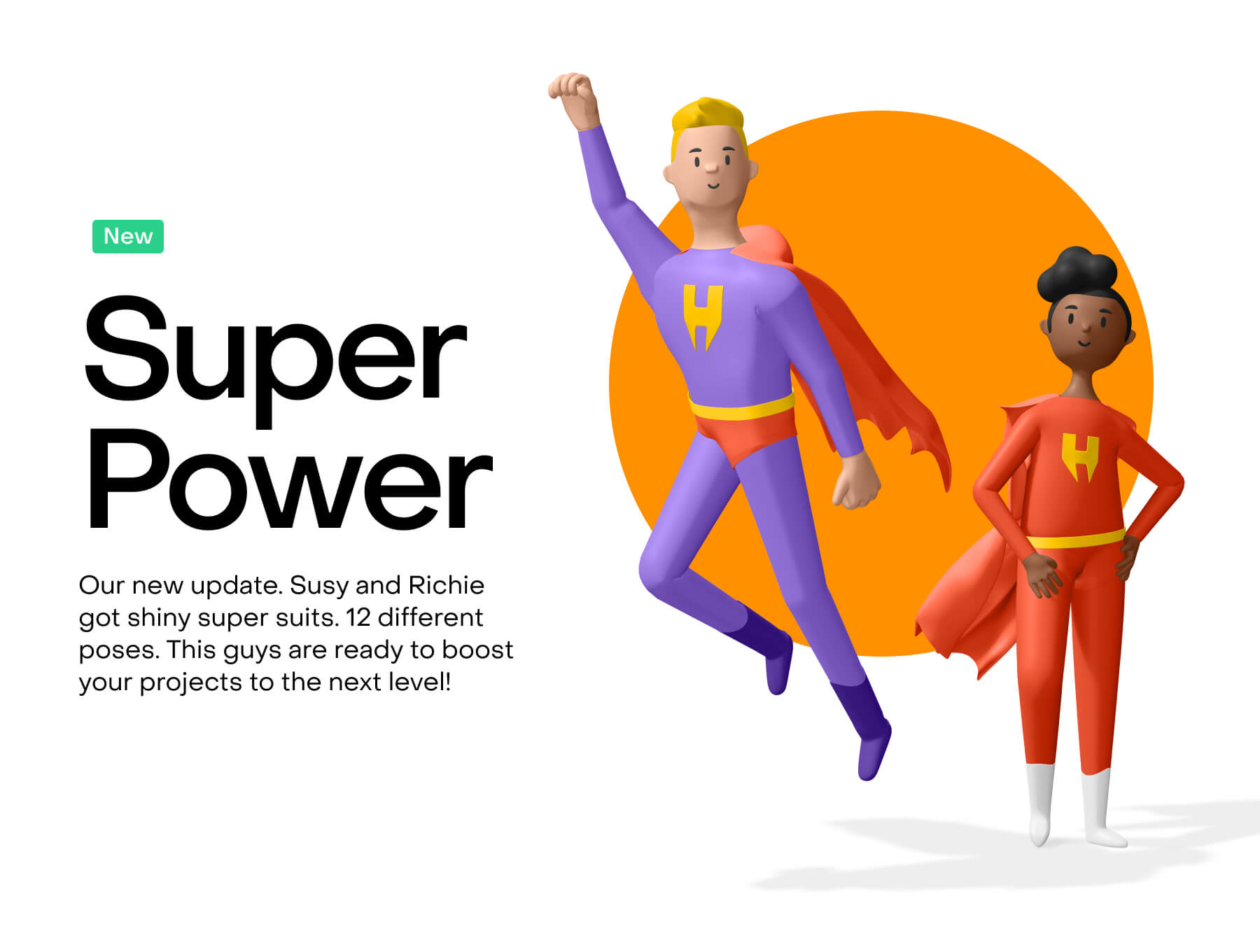 4个3D英雄人物带骨骼绑定Blender模型