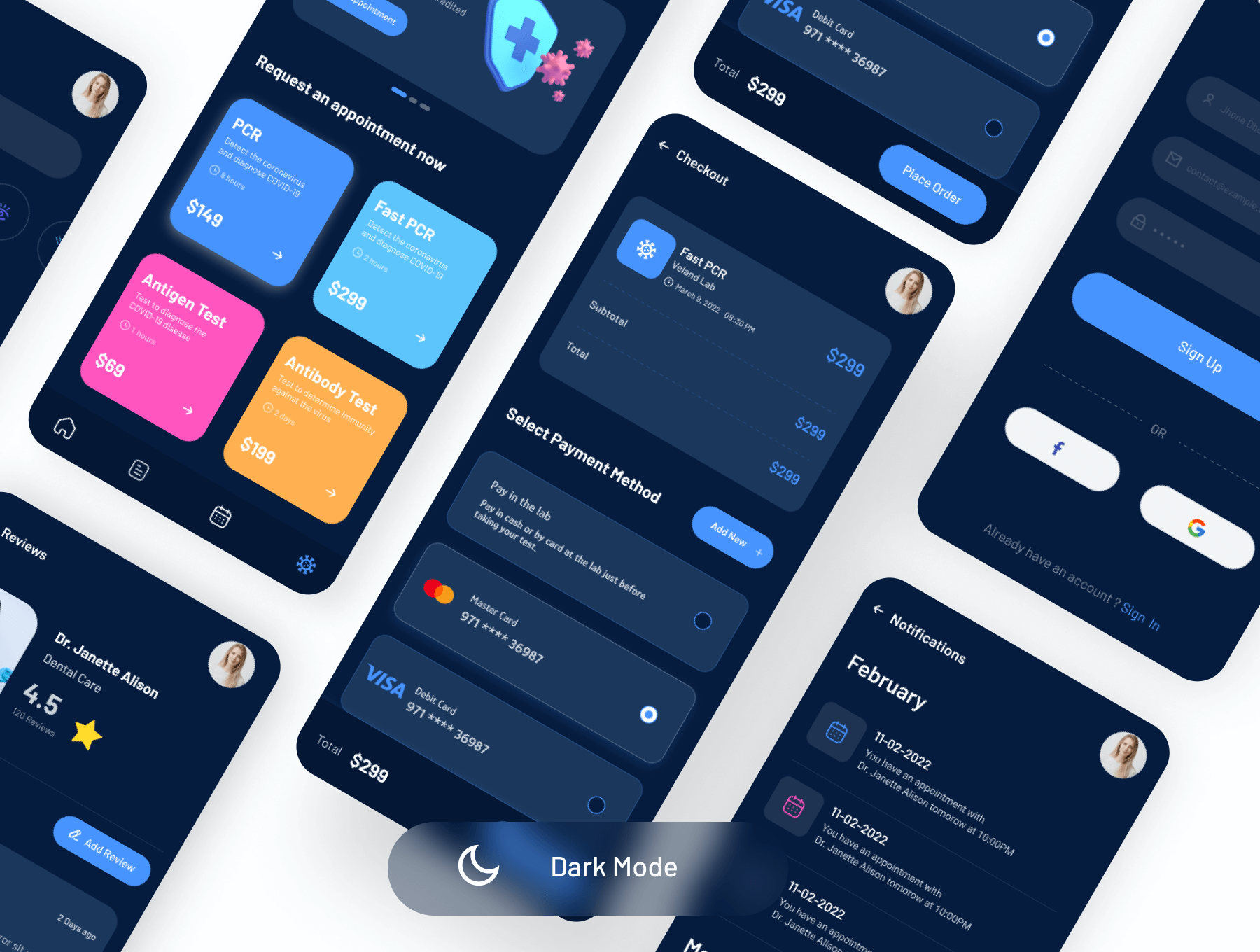 80个蓝色医疗主题APP UI界面