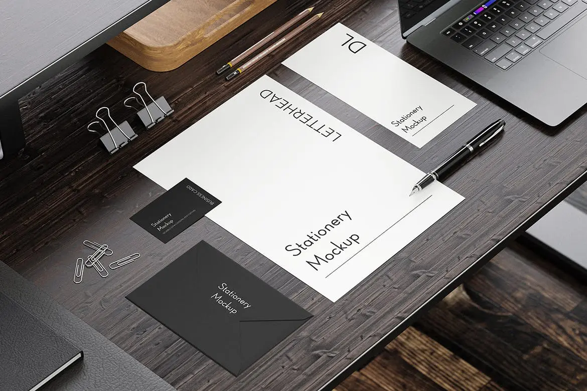 高端商务黑色质感VI样机PSD素材