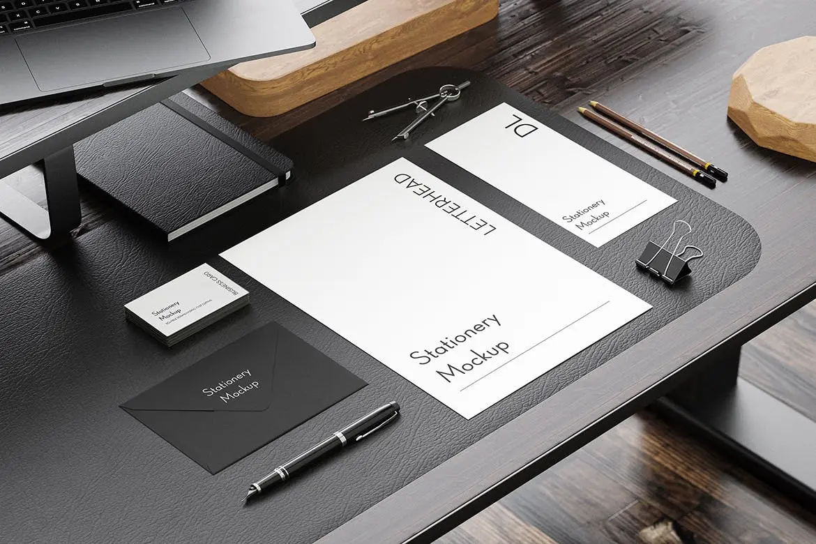 高端商务黑色质感VI样机PSD素材