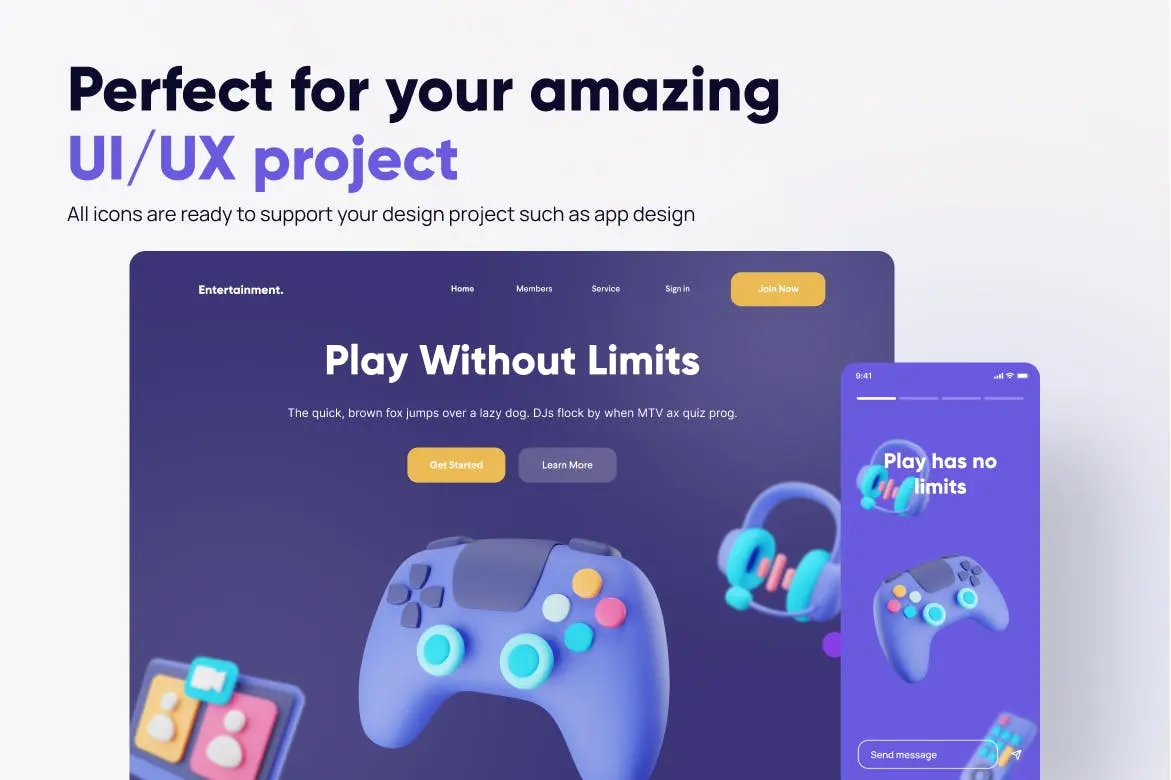 一套娱乐游戏类3D图标素材