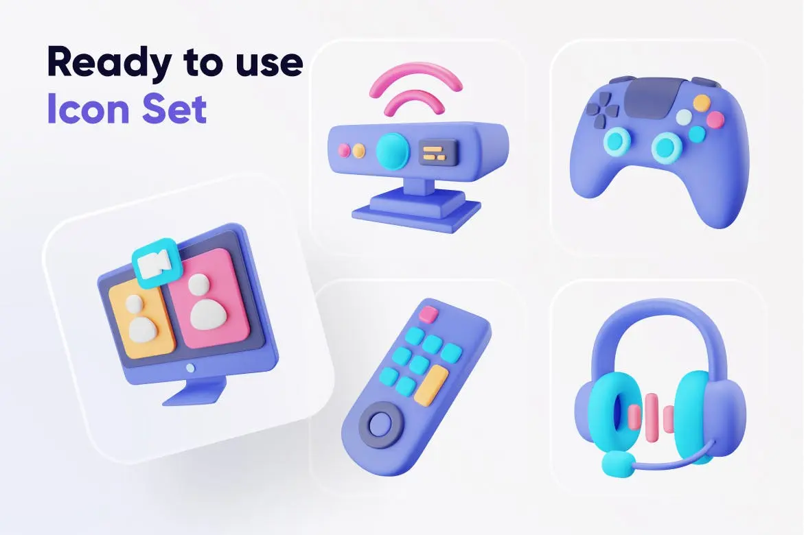 一套娱乐游戏类3D图标素材