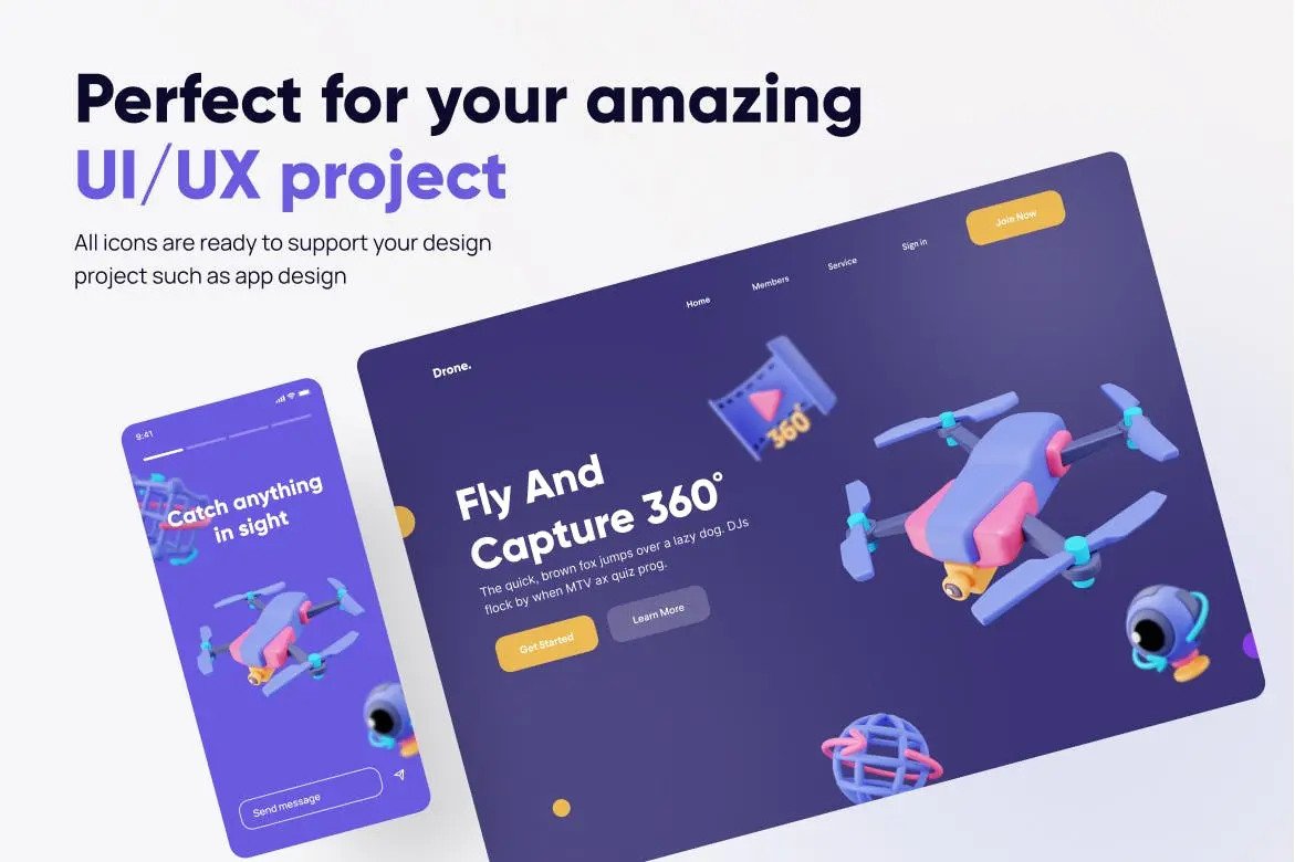 无人机主题3D图标素材