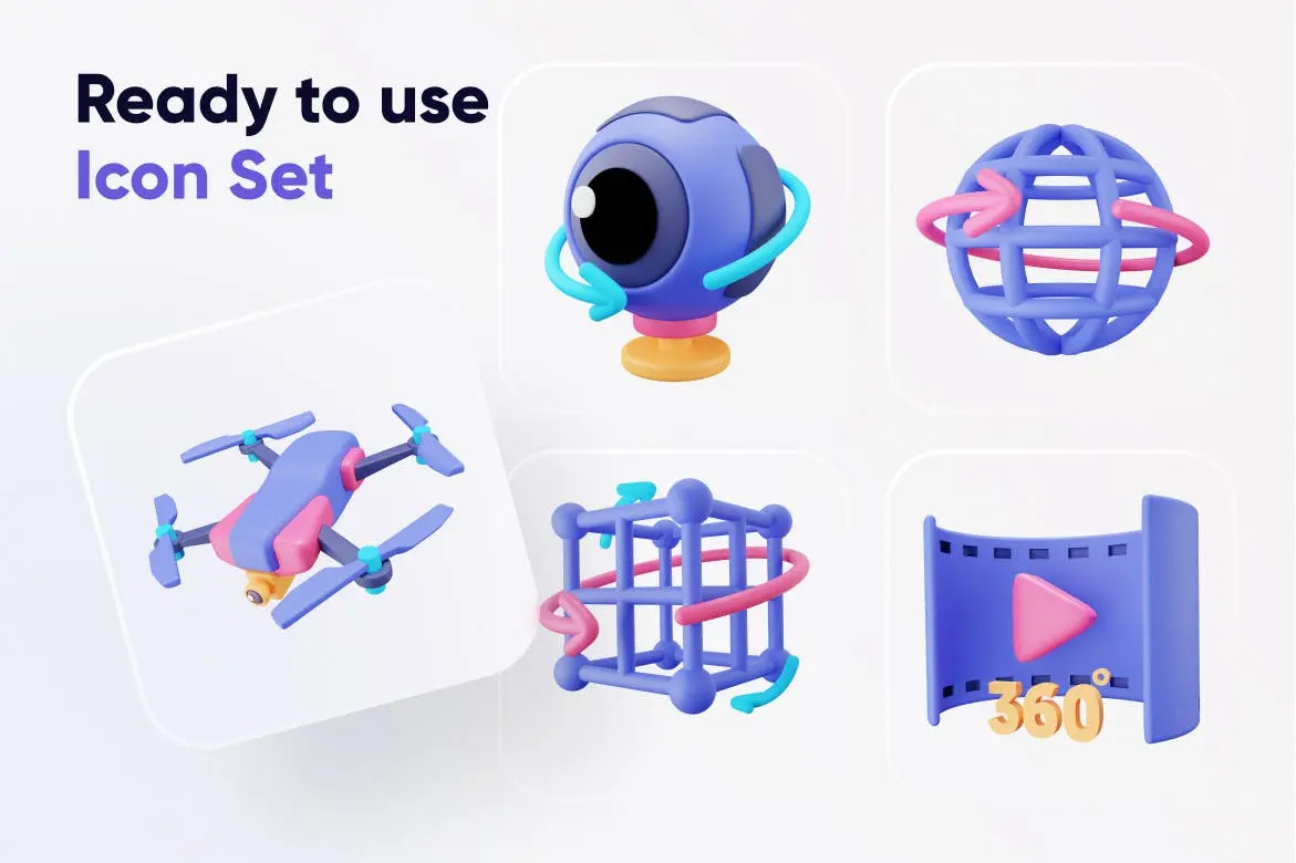 无人机主题3D图标素材