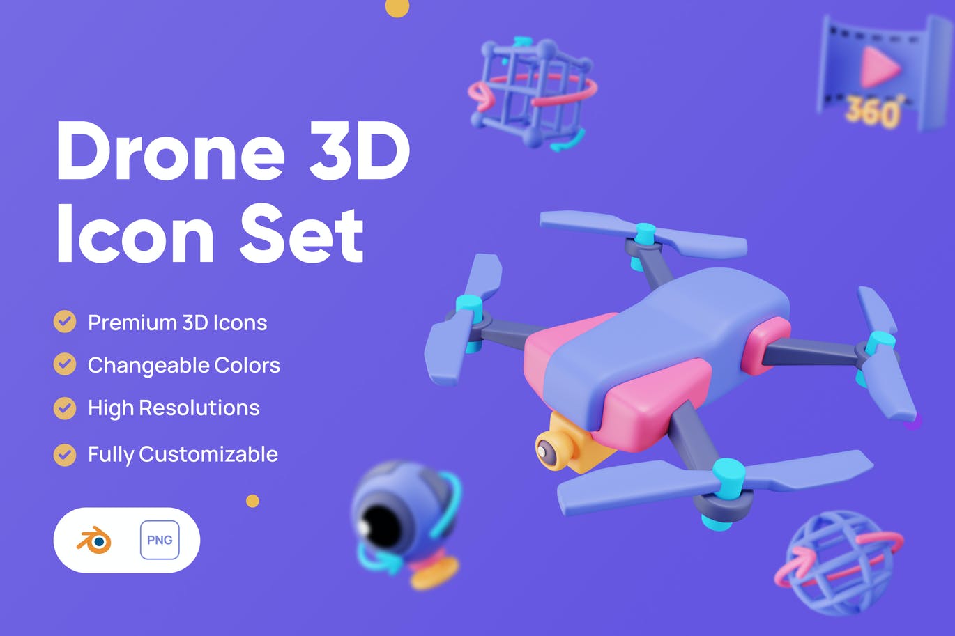 无人机主题3D图标素材