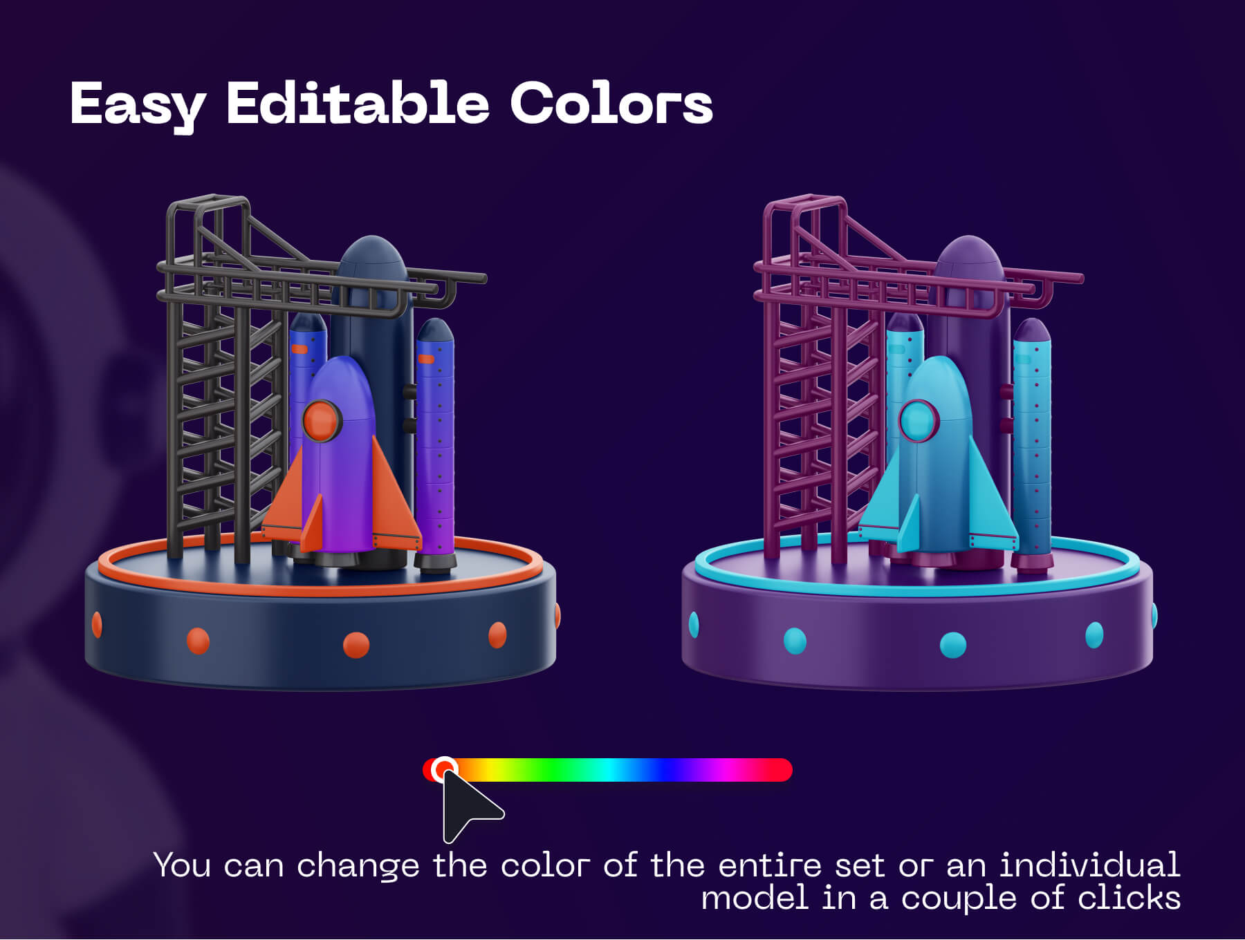 30个紫色太星宇航员主题3D图标素材