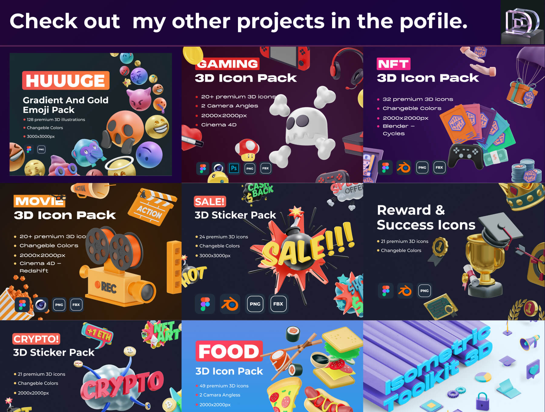 30个紫色太星宇航员主题3D图标素材