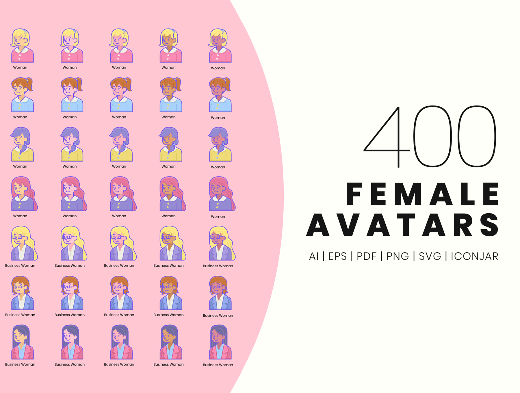 795个风格个性的男性女性头像插画素材