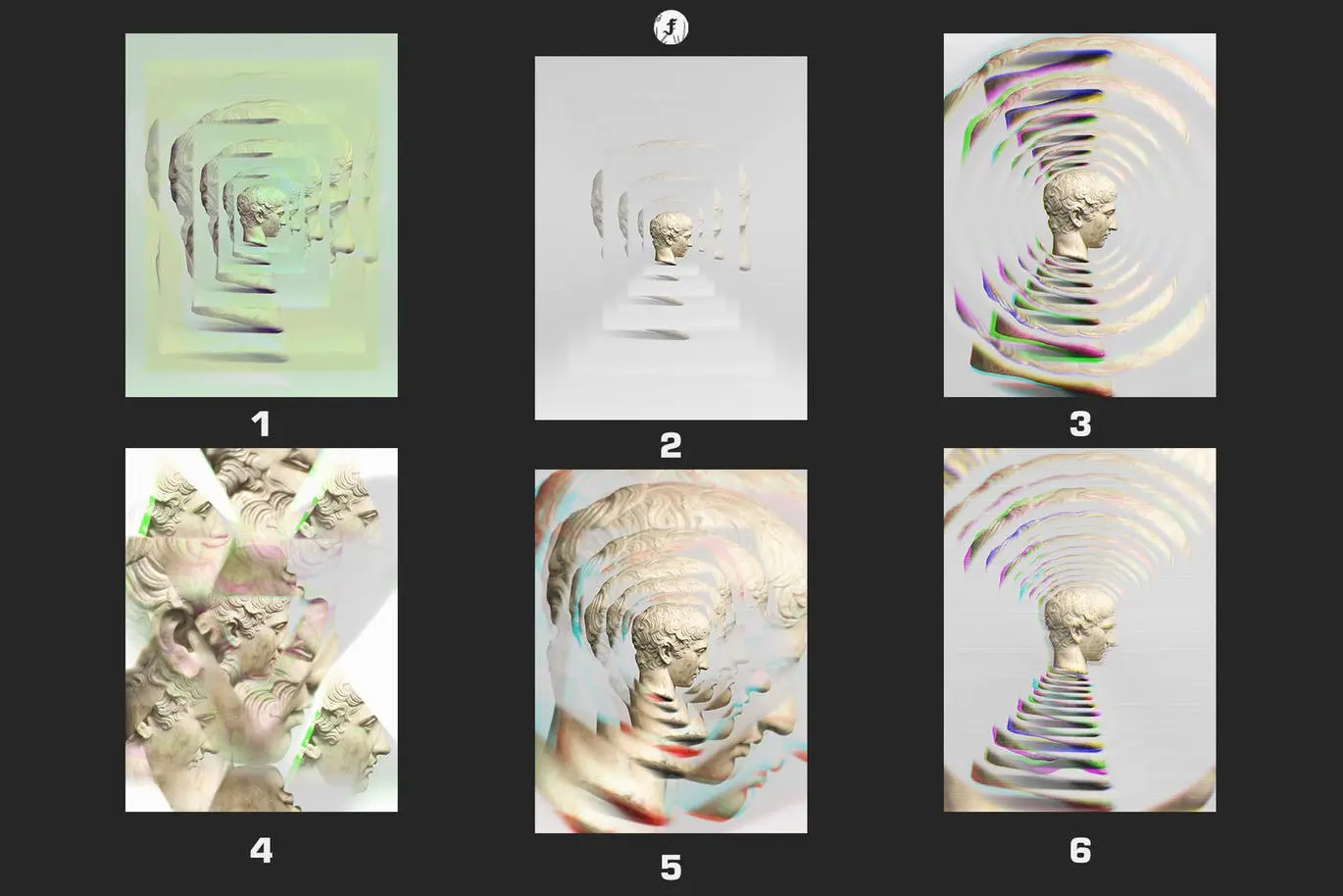 一套魔幻抽象万花筒照片效果PSD样式素材