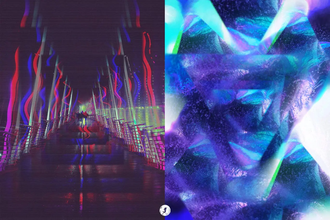 一套魔幻抽象万花筒照片效果PSD样式素材