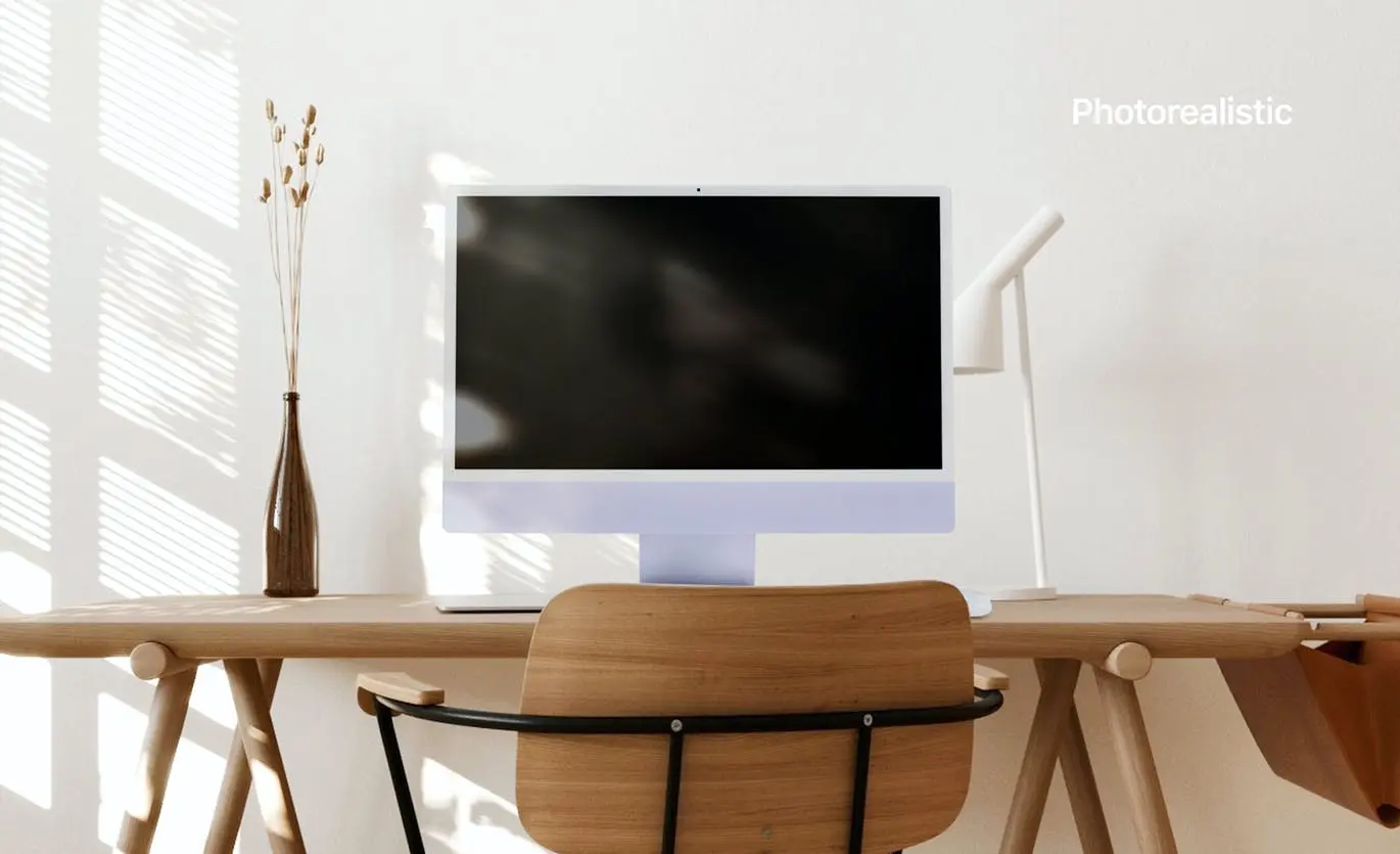 办公场景iMac电脑屏幕PSD样机素材