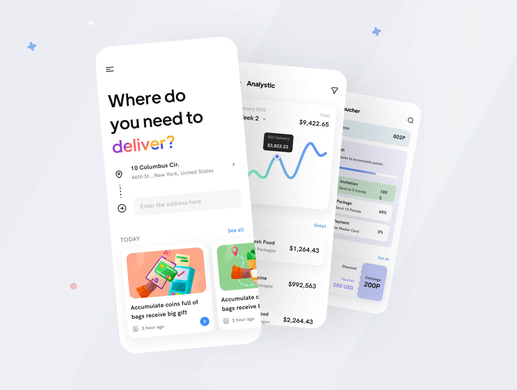 60个风格卡通色彩多样的APP UI界面