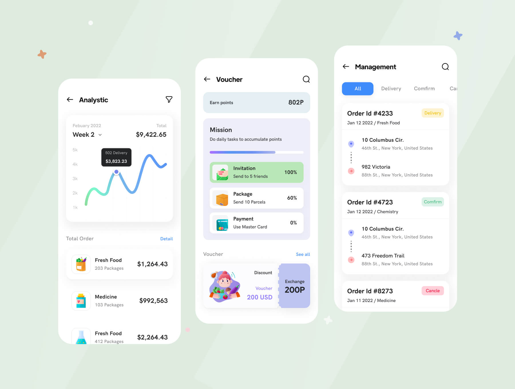 60个风格卡通色彩多样的APP UI界面