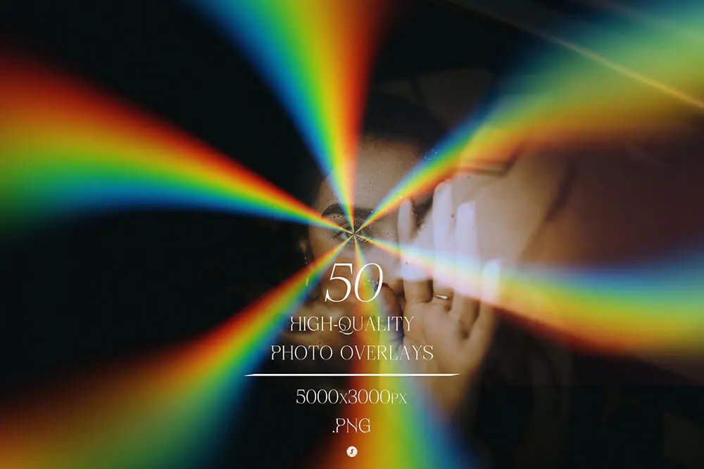 七色彩虹五彩斑斓照片叠层PNG图片素材