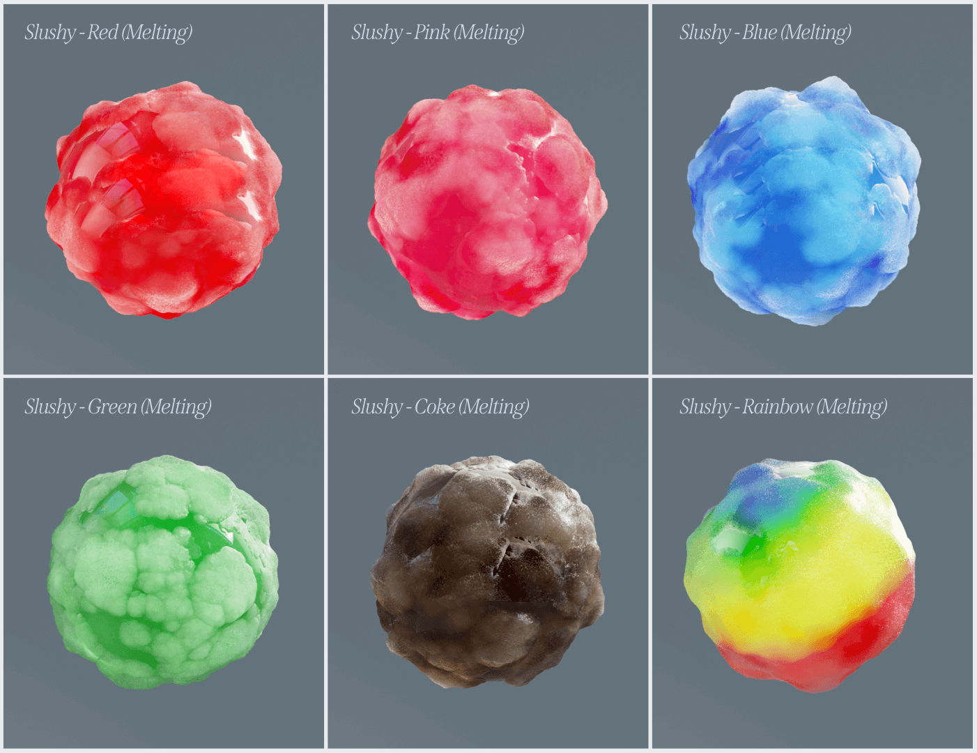 25个冰雪泥泞材质球冰雪冰块材质球C4D预设
