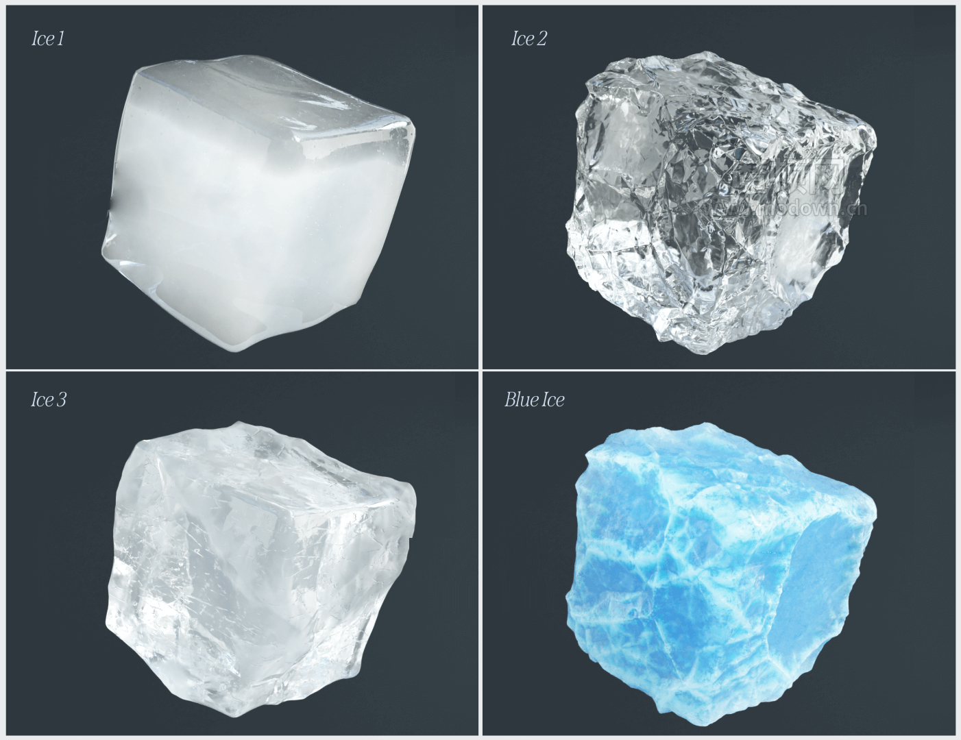 25个冰雪泥泞材质球冰雪冰块材质球C4D预设
