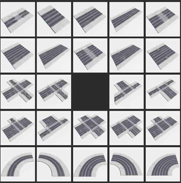 64套街道区域人行道十字路口道路C4D模型