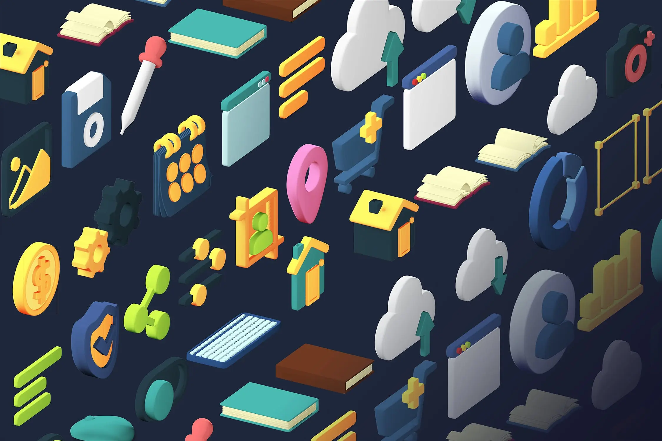 用Blender制作的电脑端3D图标模型下载