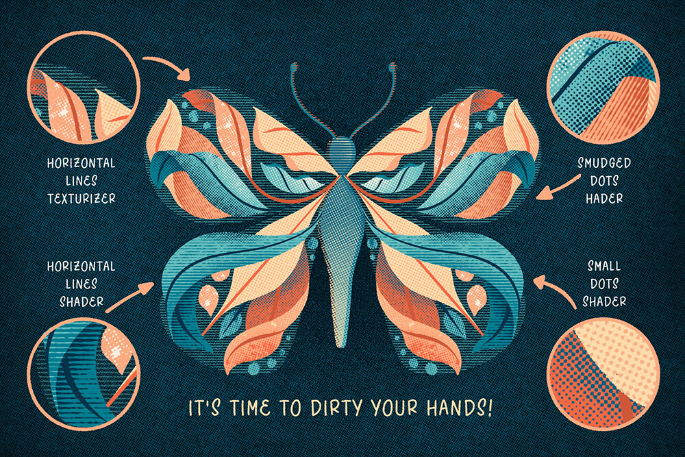 肮脏半色调Procreate笔刷素材包