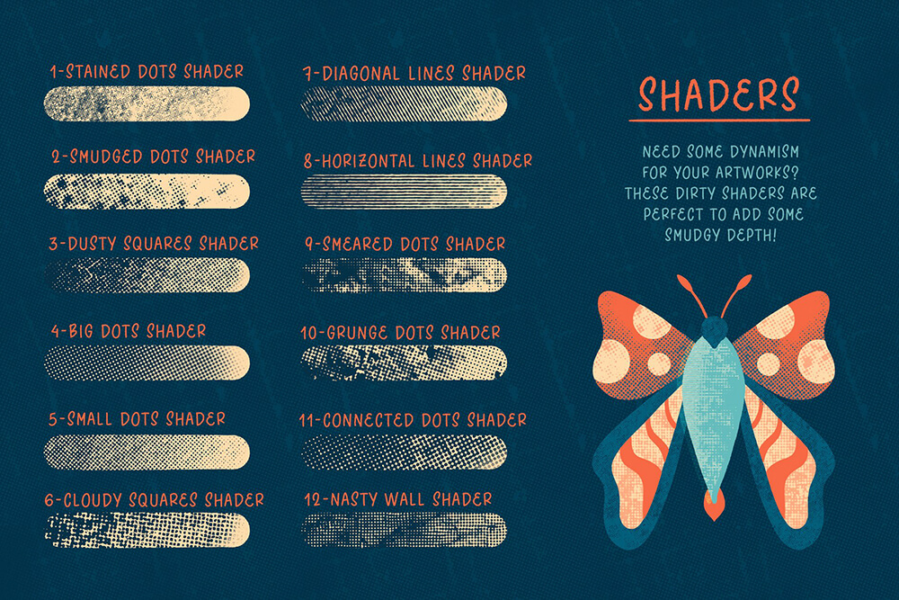 肮脏半色调Procreate笔刷素材包