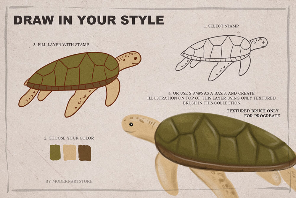 可用于Procreate和Photoshop的海洋元素图章笔刷