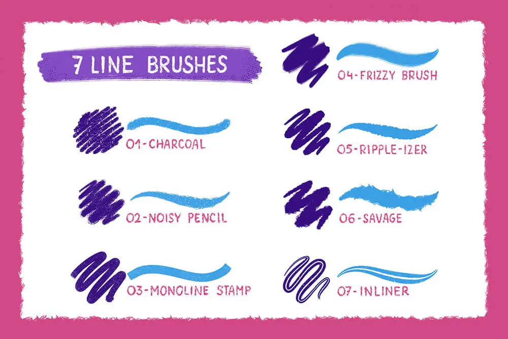 粗糙线条纹理Procreate笔刷集合