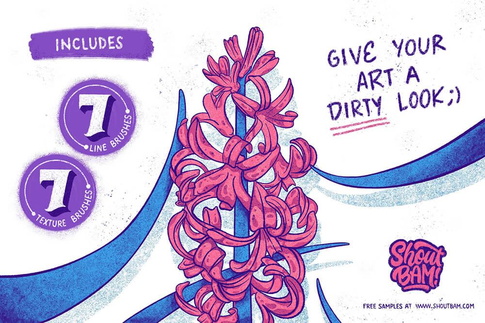 粗糙线条纹理Procreate笔刷集合