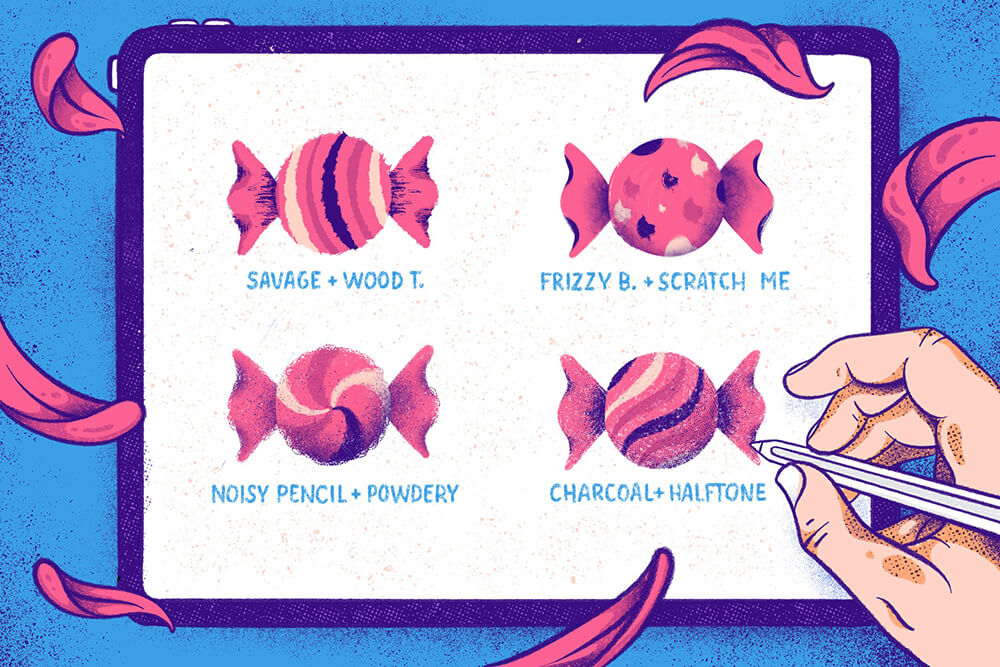 粗糙线条纹理Procreate笔刷集合