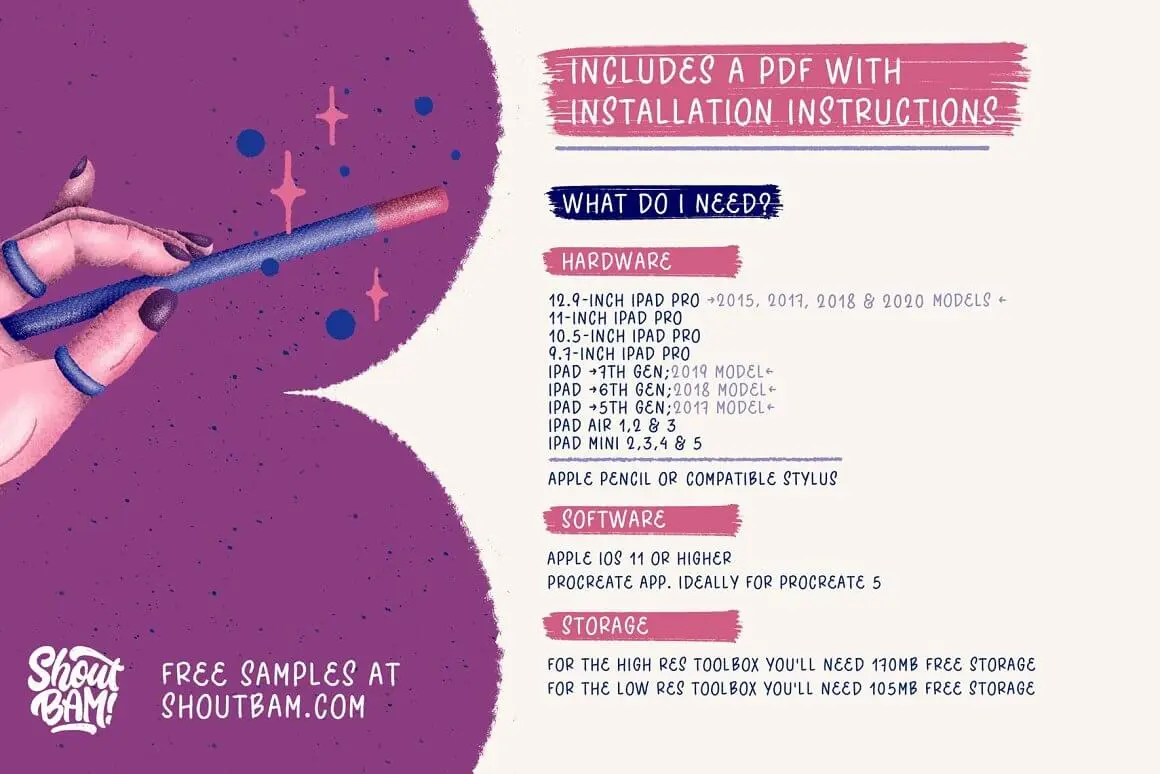 淡化阴影主题Procreate插画笔刷素材