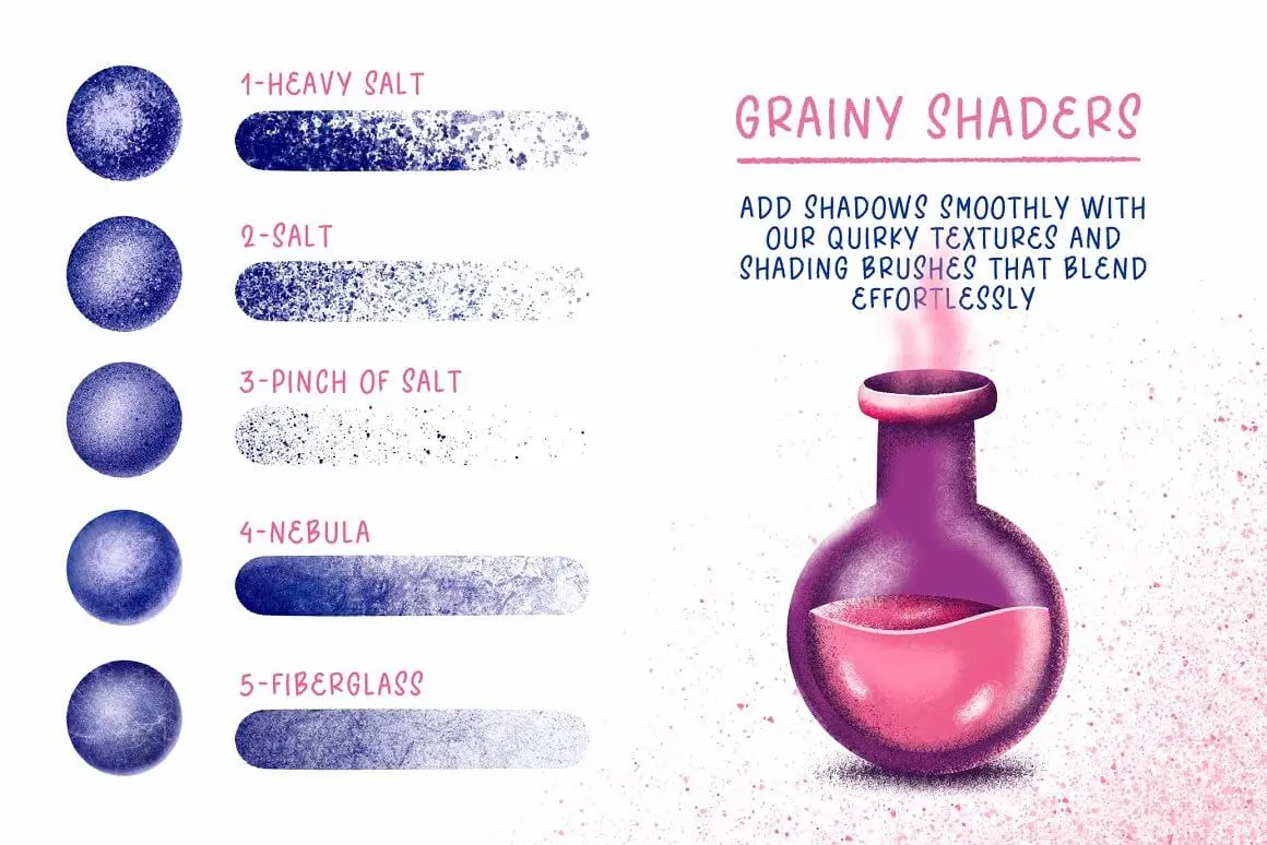 淡化阴影主题Procreate插画笔刷素材