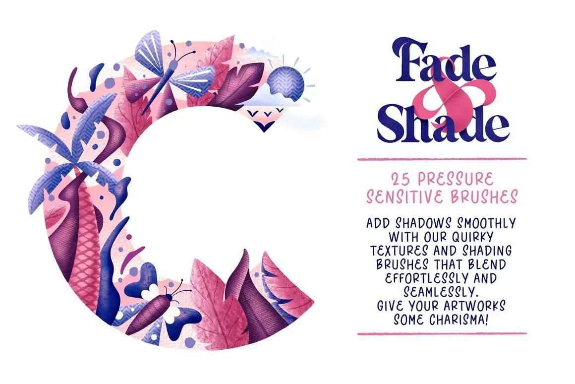 淡化阴影主题Procreate插画笔刷素材