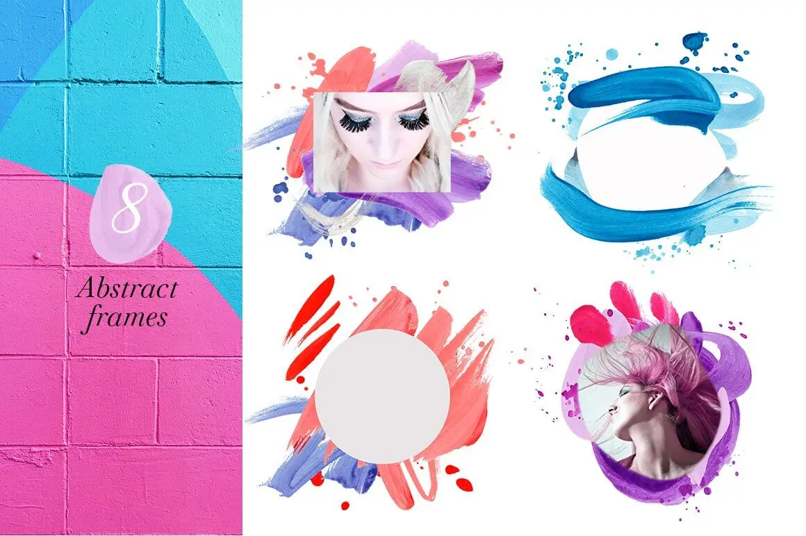 抽象手绘纹理背景形状PSD素材