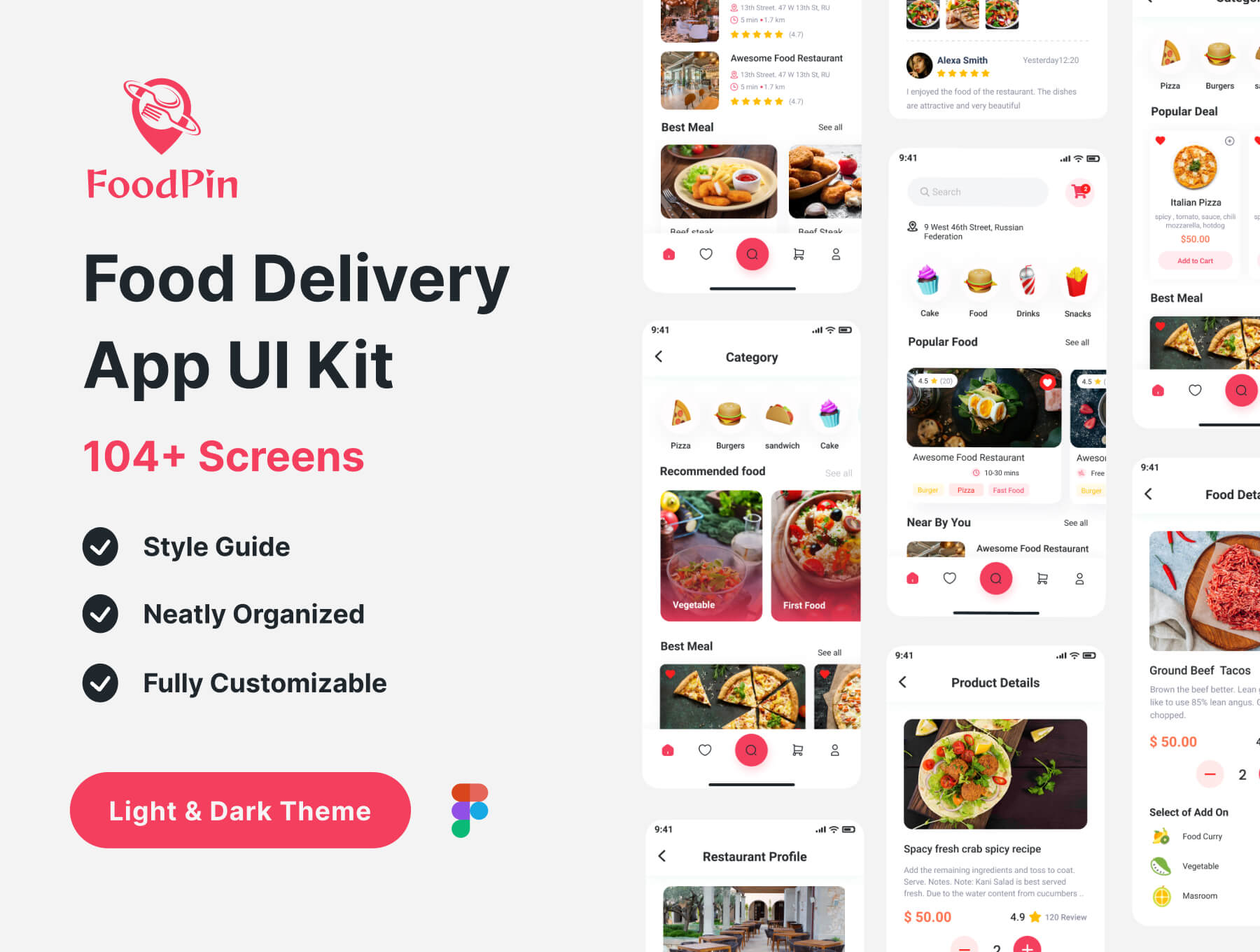 104个红色高品质送餐应用APP UI界面