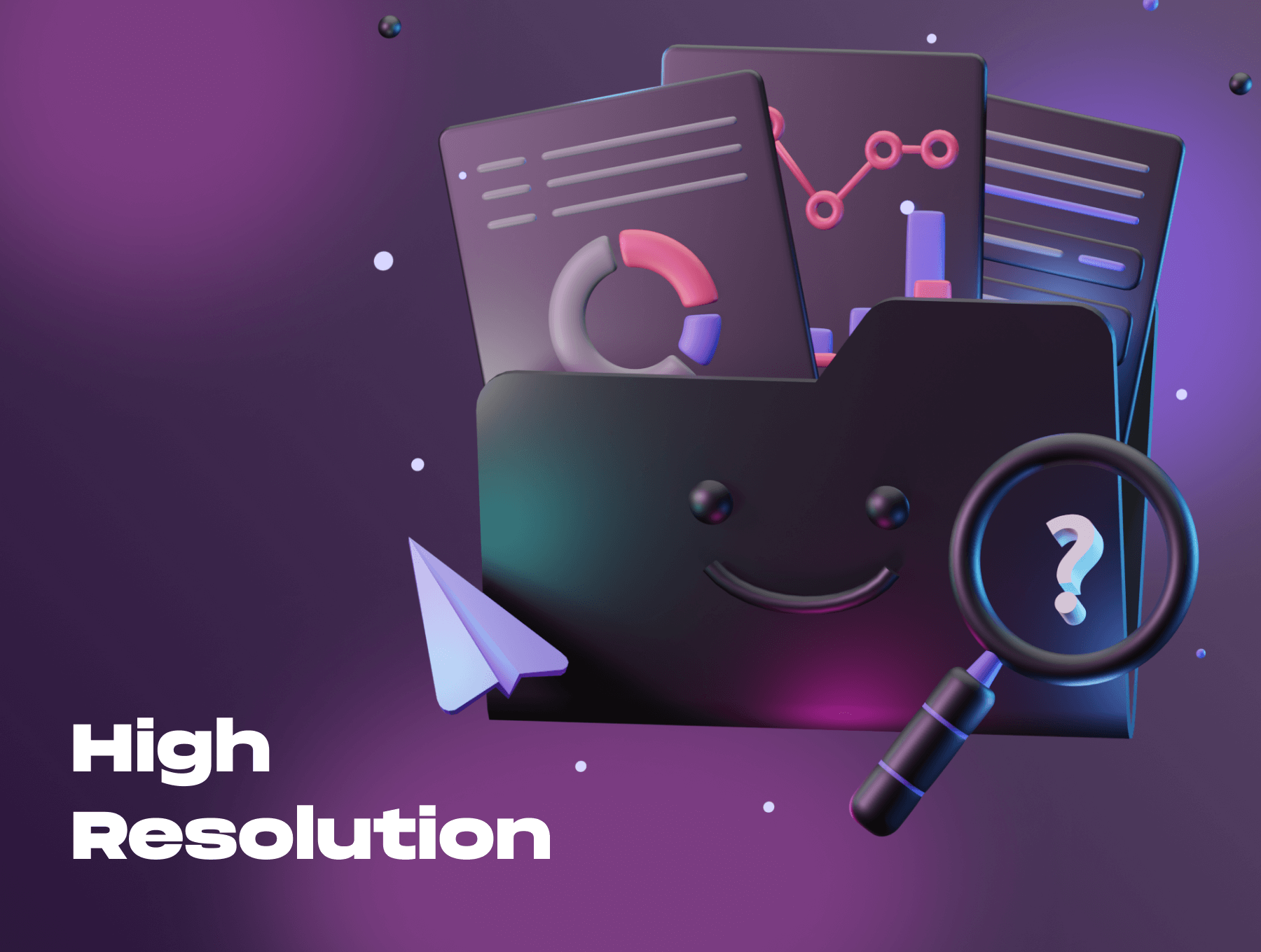 深色质感电脑网络办公应用类3D插画模型