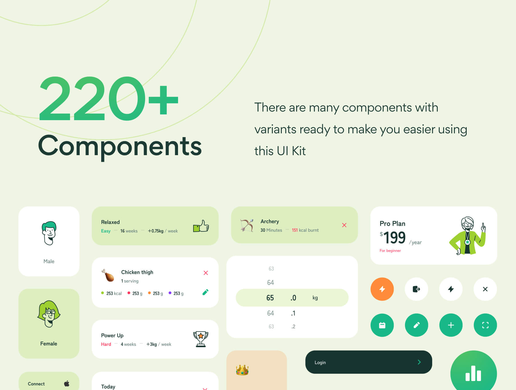 50个绿色清新健康饮食卡路里计数器APP UI界面