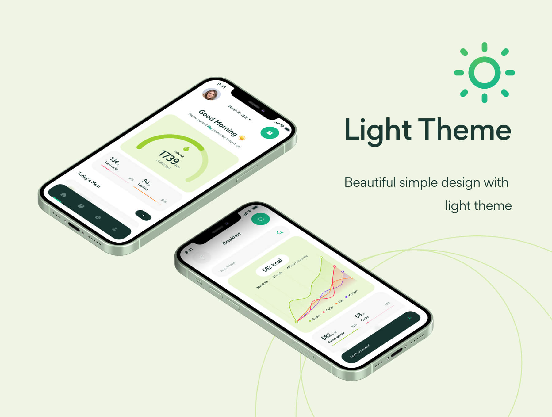 50个绿色清新健康饮食卡路里计数器APP UI界面