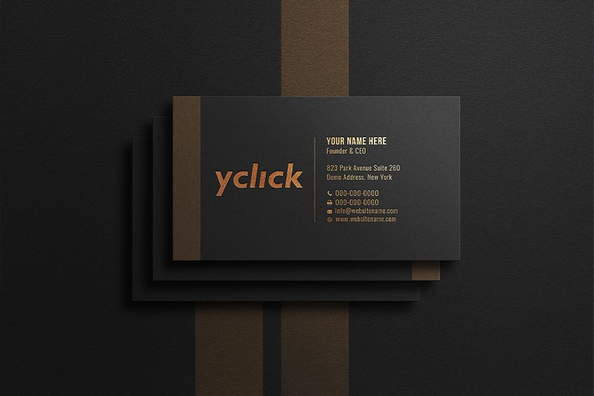 黑金高端金箔名片品牌设计PSD样机模型