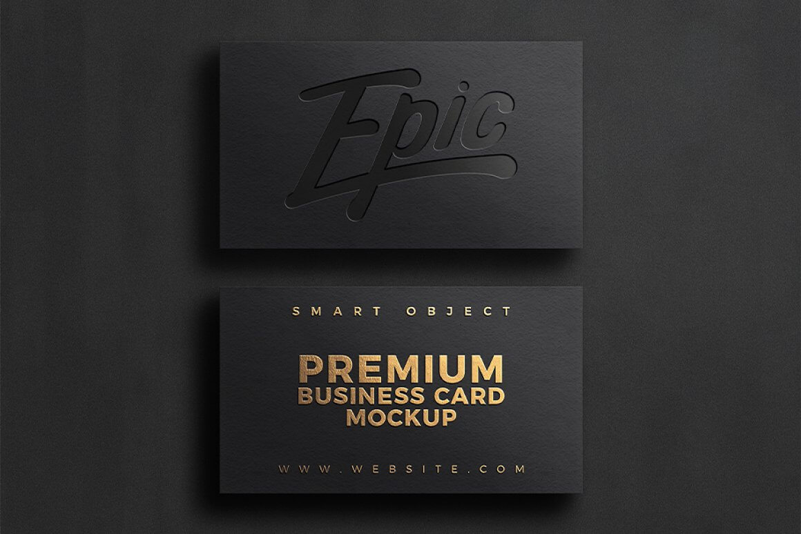 黑金高端金箔名片品牌设计PSD样机模型