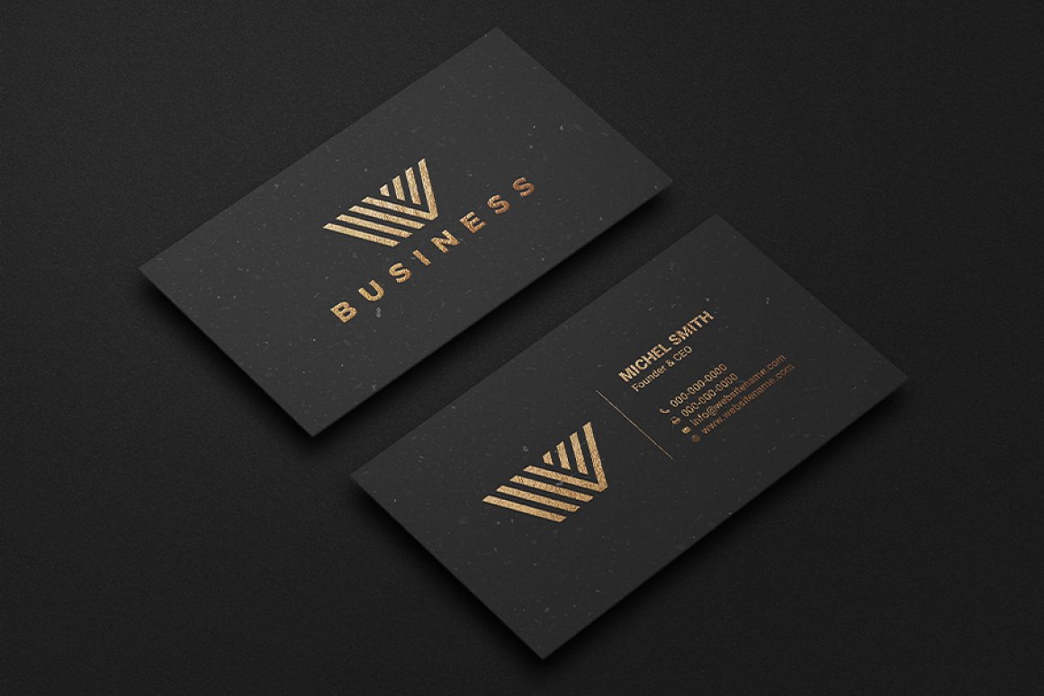 黑金高端金箔名片品牌设计PSD样机模型