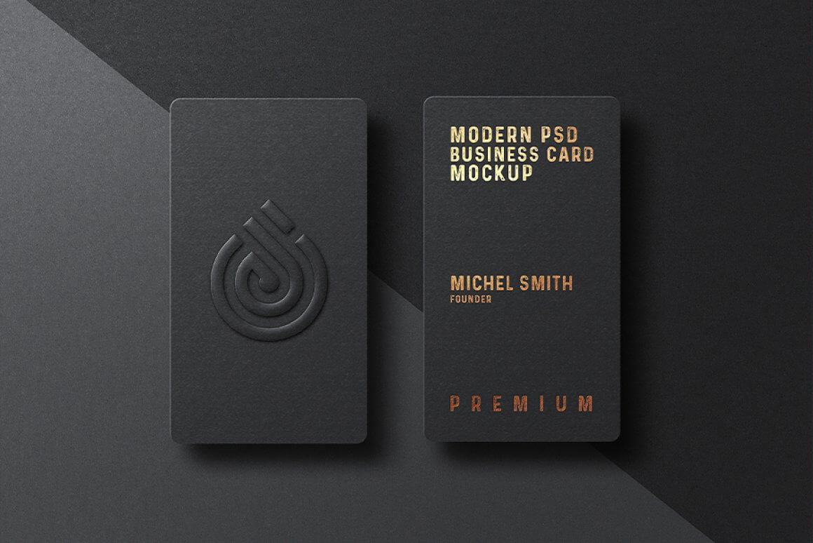 黑金高端金箔名片品牌设计PSD样机模型