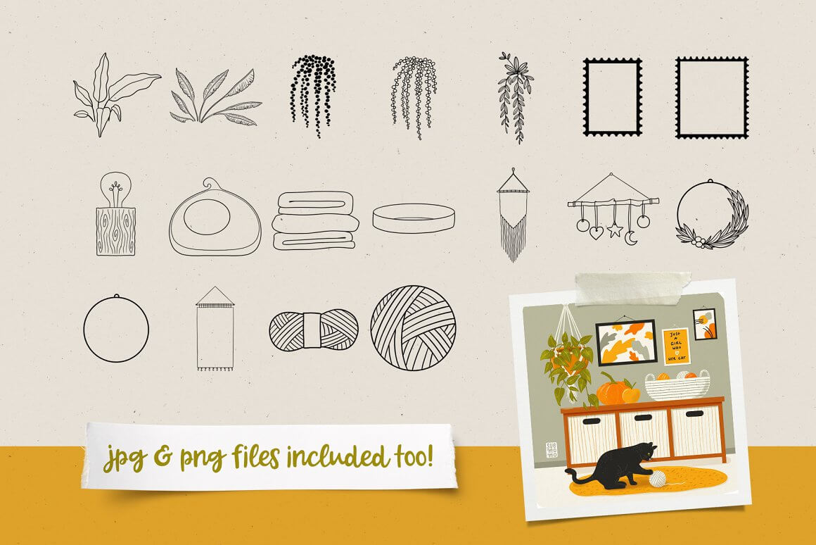 家具元素Procreate图章笔刷素材