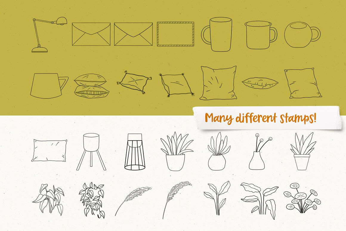 家具元素Procreate图章笔刷素材