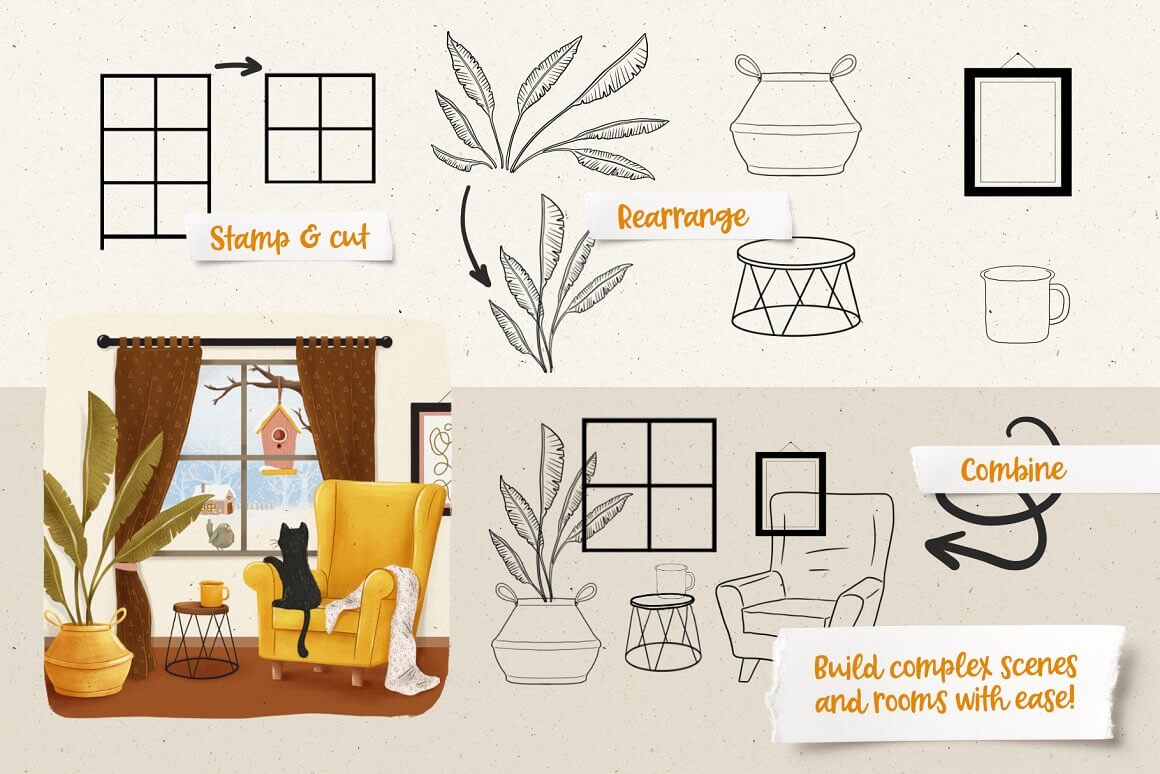 家具元素Procreate图章笔刷素材