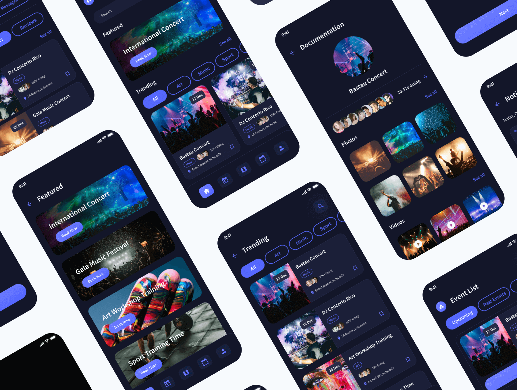 180个紫色活动预订和门票主题APP UI界面