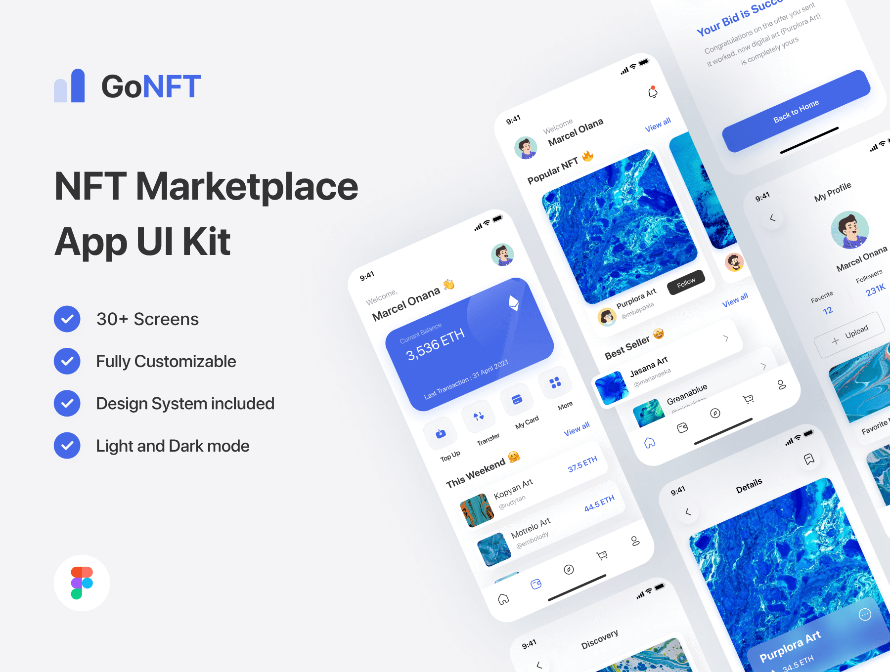 30多个紫色NFT市场移动APP UI界面